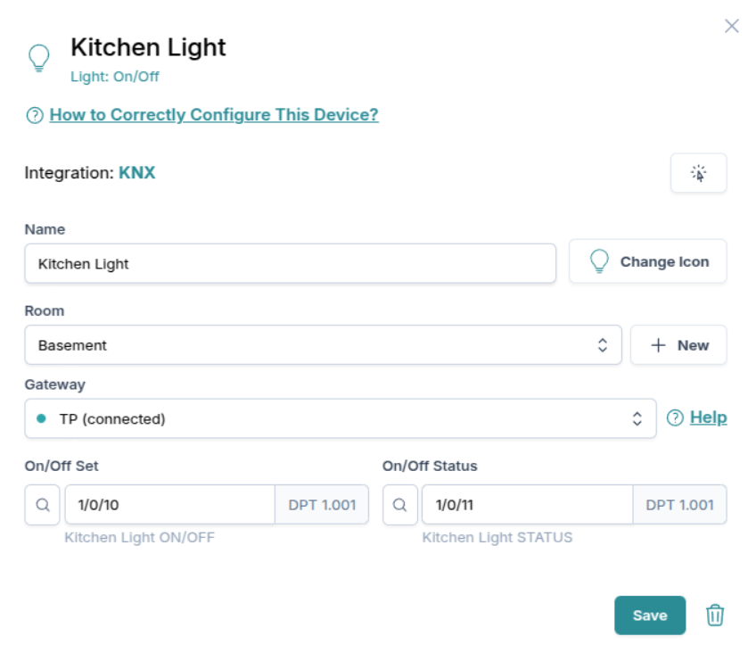 Configuración del dispositivo – luz