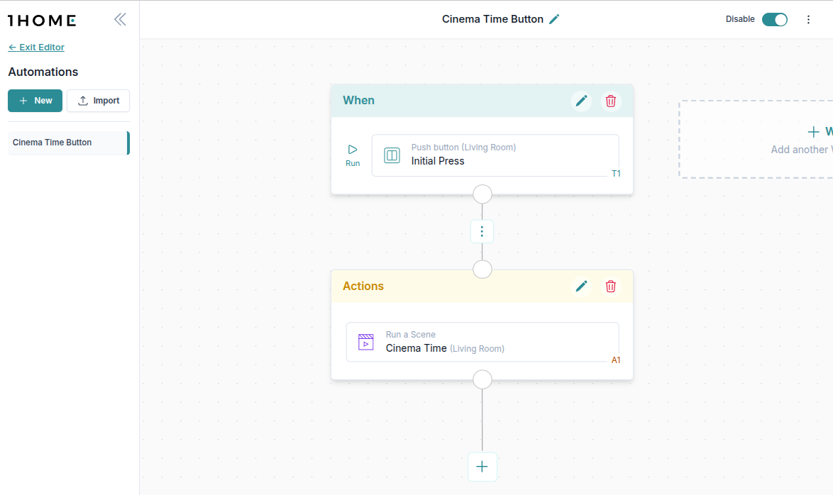 Ejecutar escenas desde 1Home Automations