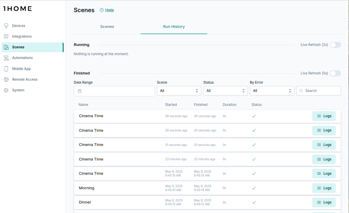 Historial de Escenas