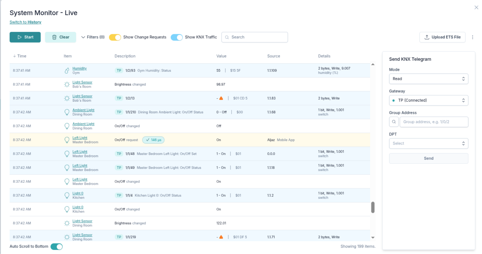 Monitor de sistema knx