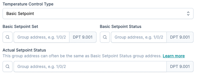 Temperature Control Type: Basic Setpoint