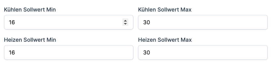 Thermostat Sollwertgrenzen Konfiguration Screenshot