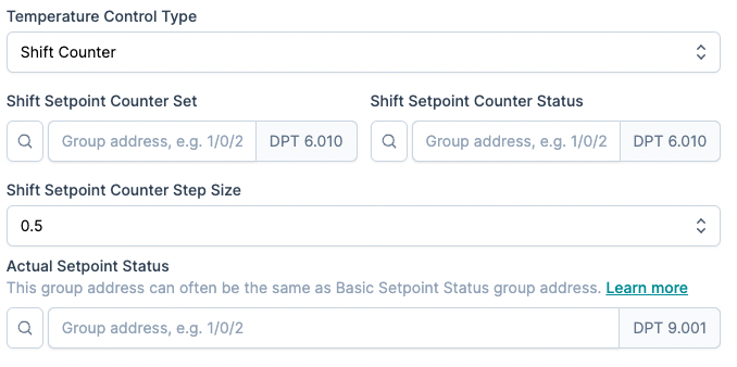 Temperature Control Type: Shift Counter