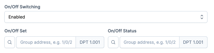 Thermostat On/Off switching configuration screenshot